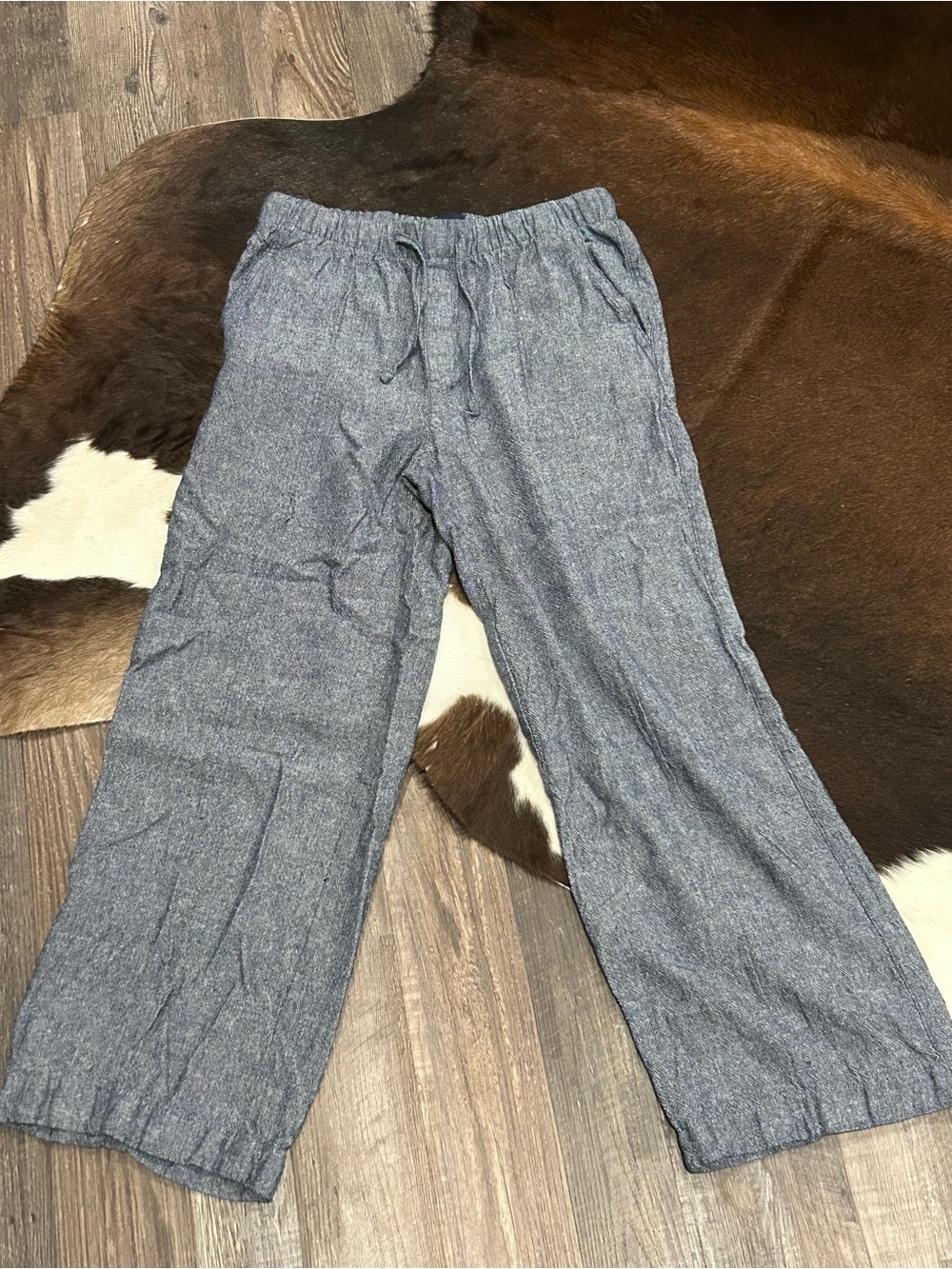 GAP Wide Leg Drawstring Pants - Gray/Blue